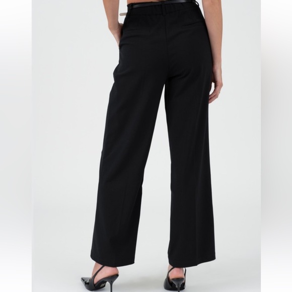 The Workshop High Waist Pleated Wide Leg Dress Pants Black - Picture 3 of 5
